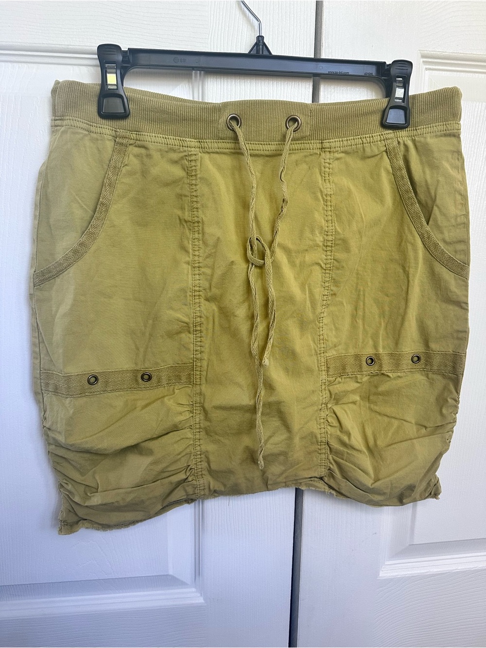 Wearables Olive Green Drawstring Cargo Skirt